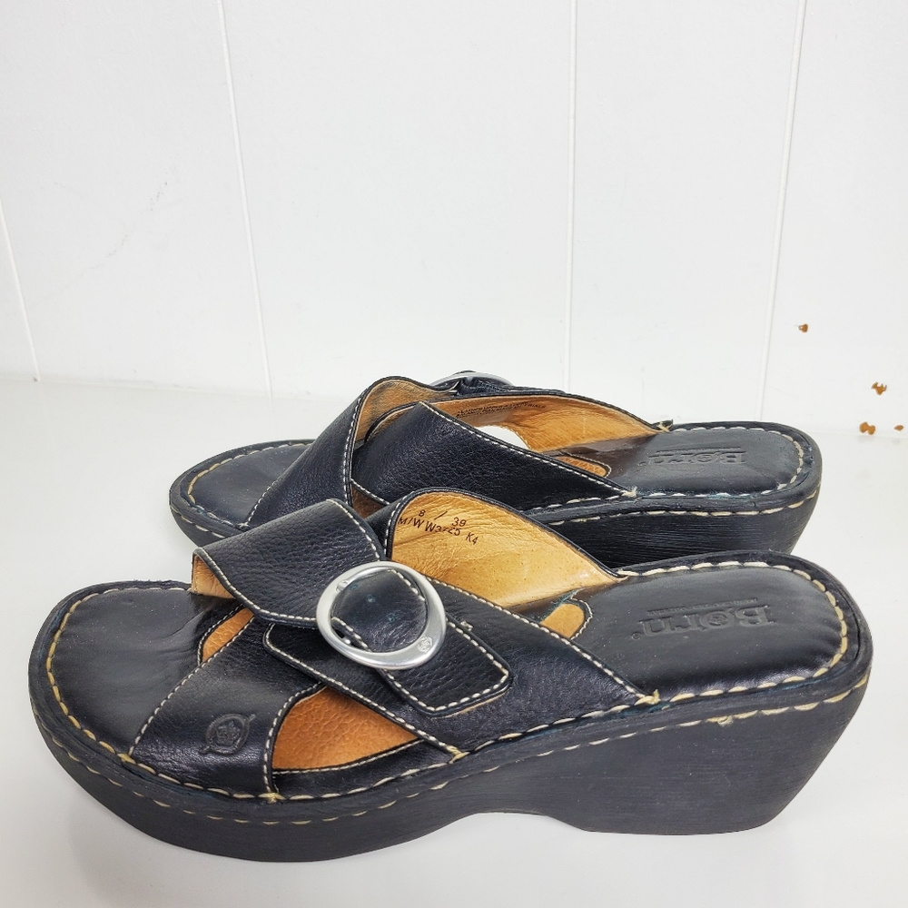 Born leather 2.5" wedge criss cross sandles